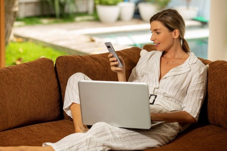 Guest using a laptop while connected to Wi-Fi