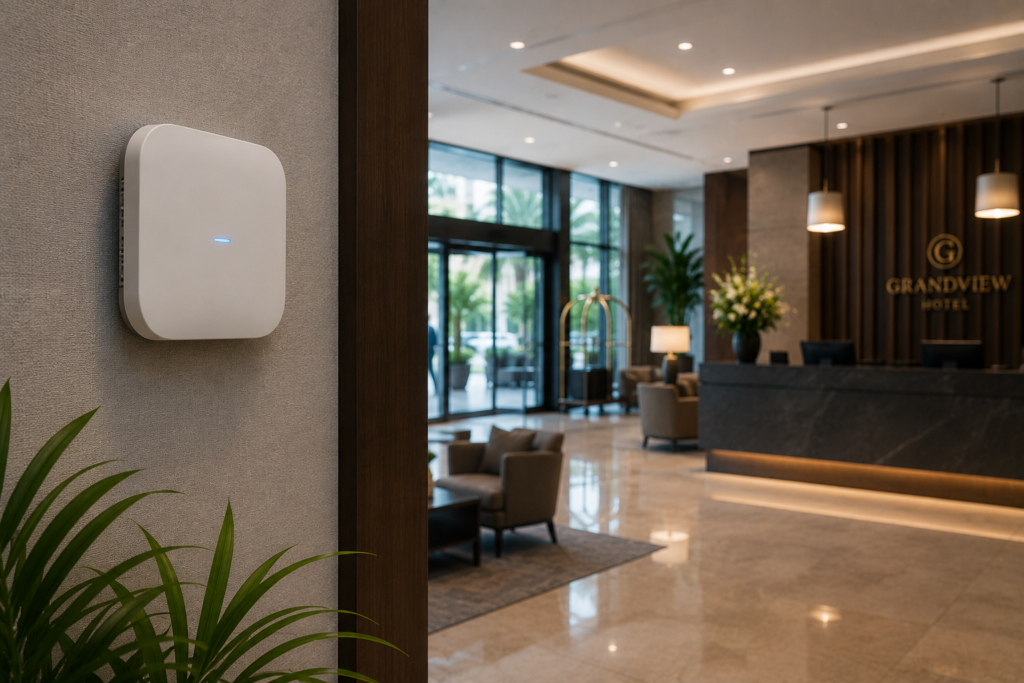 A WiFi Access Point in a Hotel Lobby