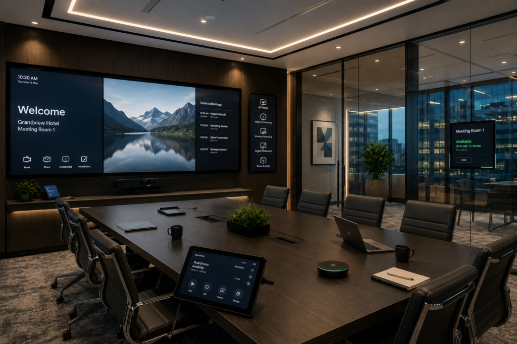 A technologically advanced meeting room
