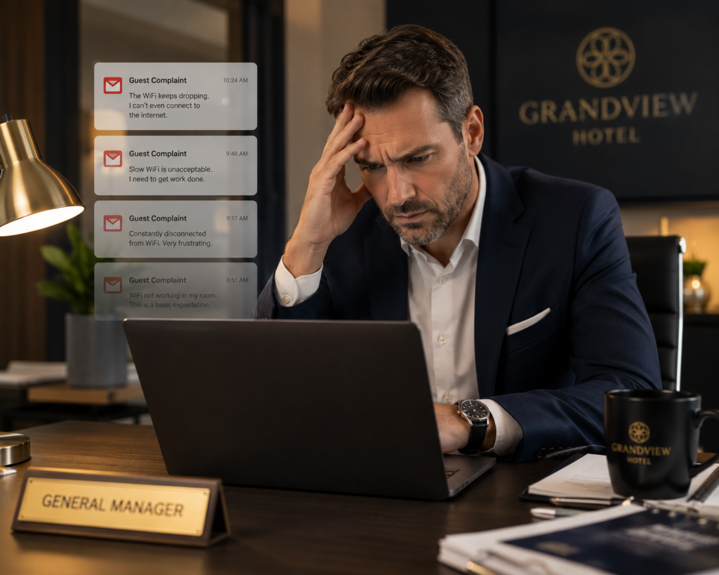 A General manager of a Hotel Dealing with WiFi Complaints