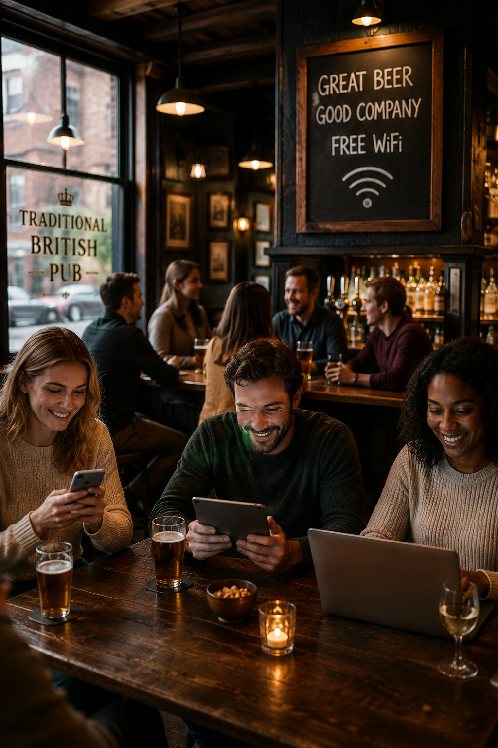 People Using Pub WiFi