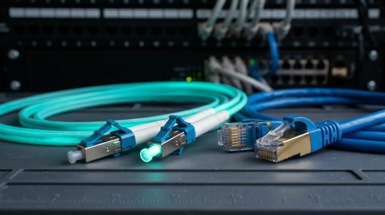 Copper Ethernet and fibre-optic network cables
