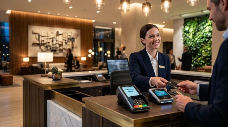 Hospitality front desk supported by secure network systems